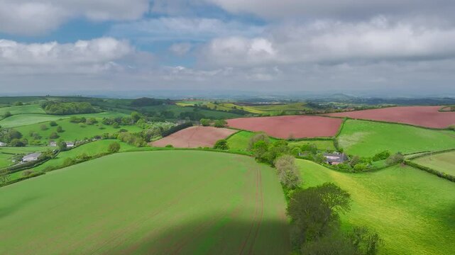 Fields and Farms from a drone, Devon, England,  Europe