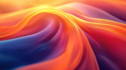 Sunset-hued silk fabric swirls, close-up, design background