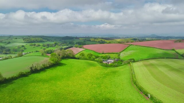 Fields and Farms from a drone, Devon, England,  Europe