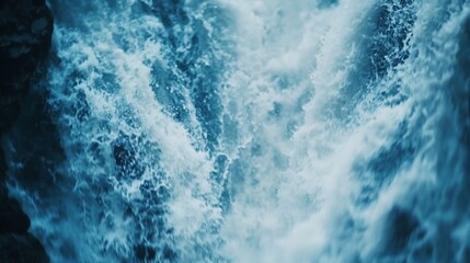 Turbulent waterfall close-up, Iceland, background rocks, nature documentary