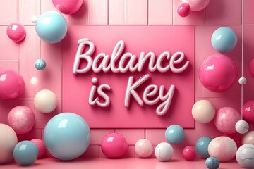 Inspiring Motivational Card with Message "Balance is Key" to Encourage Inner Harmony, Wellness, Life Balance, and Self-Care