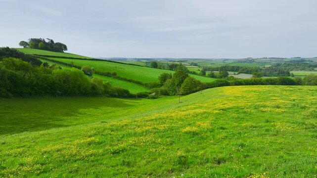 Fields and Farms from a drone, Devon, England,  Europe