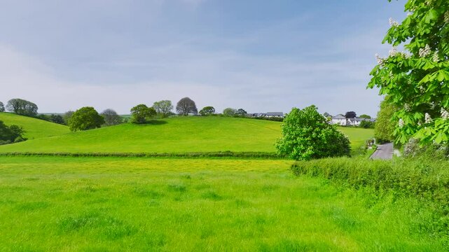 Fields and Farms from a drone, Devon, England,  Europe