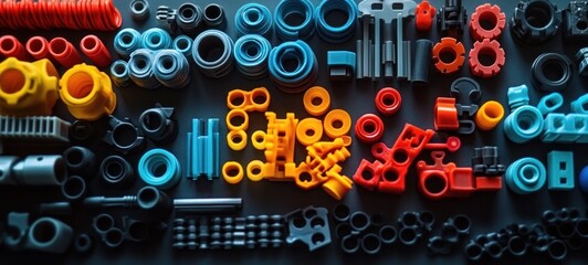 Colorful Plastic Construction Components Precision Engineered Thermoplastic Injection Molded Gears Connectors and Parts