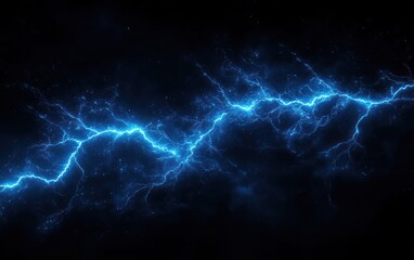 Electric Blue Lightning Bolts on Black Background High Contrast Energy Power