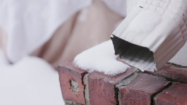 melted snow dripping from a homes downspout