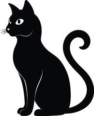 Cat silhouette , black silhouette cat full body, cat silhouette icon bundle illustration  
