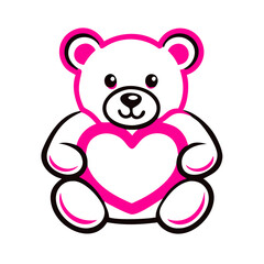Obraz premium Cute teddy bear holding a heart icon