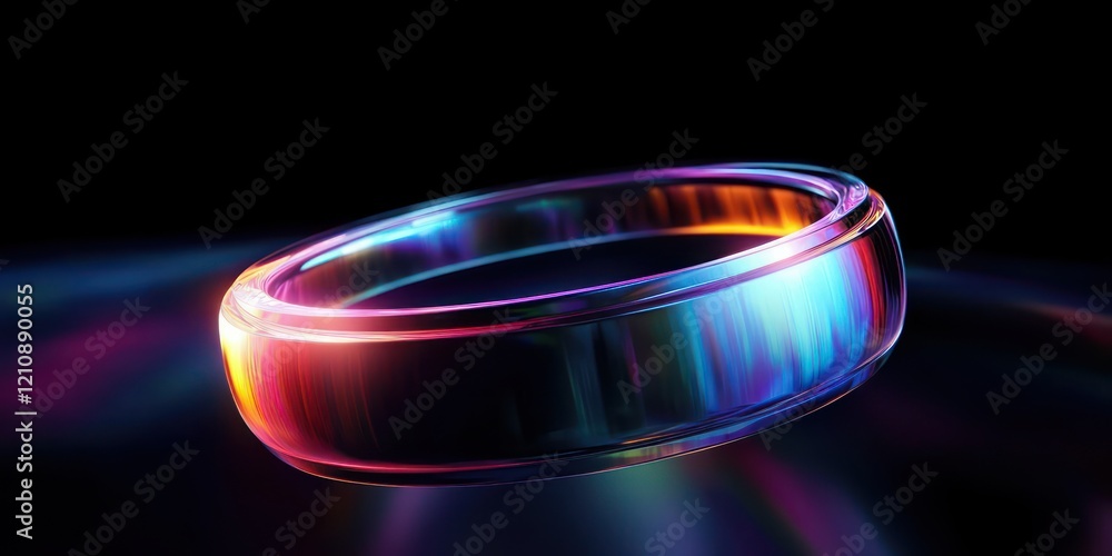 Poster sleek metallic floating ring with ethereal lighting abstract design