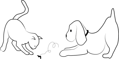 Web, cat, dog, coloring, black, white, children's, drawing, game, vector, illustration, picture, animals, pets.eps