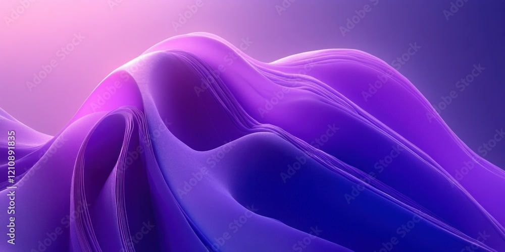 Poster curved purple abstract composition smooth minimalist design with soft backlighting