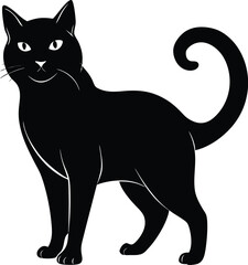 Cat silhouette , black silhouette cat full body, cat silhouette icon bundle illustration  
