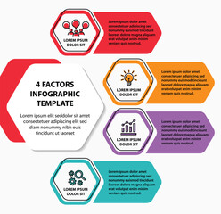 4 steps infographic template with 4 options. Flowchart that can be used for business report, data visualization and presentation. Timeline infographic elements vector illustration.