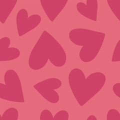 Seamless romantic pattern with cute hand drawn hearts.  Scandinavian design style, illustration for textile, manufacturing. Design for Valentine's Day, vector illustration	
