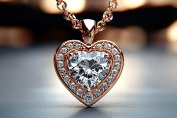 Heart Shaped Diamond Pendant in Rose Gold, Elegant and Luxurious Jewellery for Women, Perfect Fashion Accessory