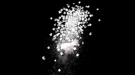 Obraz premium A scattering of diamonds falls against a black background. Diamond Falls. Illustration