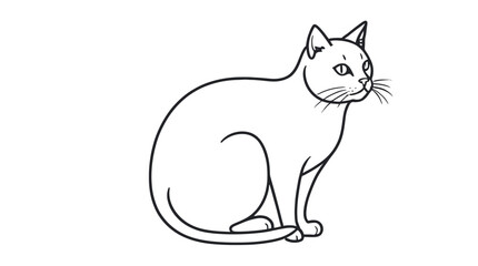 Hand drawn cat outline illustration