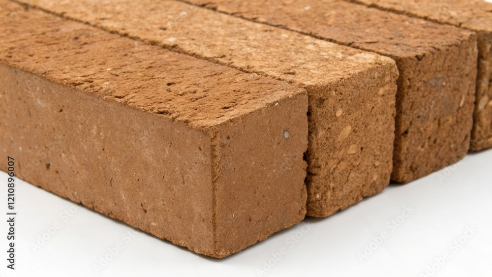 Poster a closeup of a brick made from compressed earth displaying its earthy tones and smooth surface symbo
