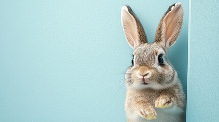 Obraz premium Creative easter greeting card with cute rabbit and copy space design