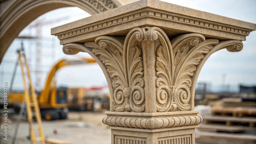 Leinwandbilder A closeup of a printed architectural feature such as an intricate arch or column displaying the fusion of artistry and engineering in the concrete design with fine details and