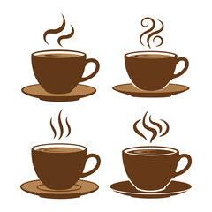 Coffee cup silhouette, Coffee and tea cups silhouette, Teacup silhouette, Ceramic cups silhouette, Tea and coffee cup icon set