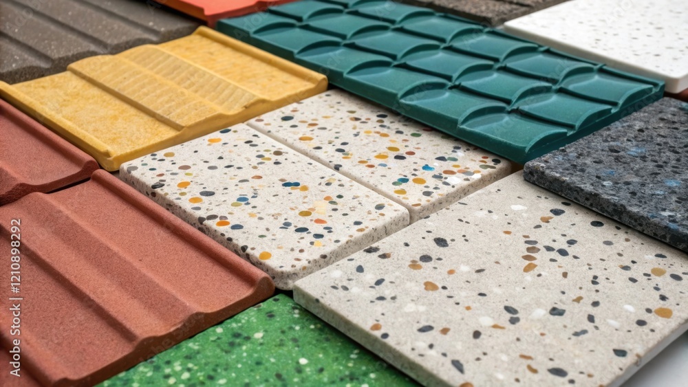 Poster a closeup of ecofriendly construction materials like recycled plastics and sustainable composites ar