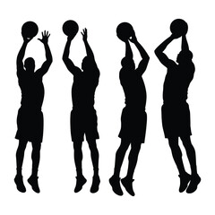 Beautiful Basketball player silhouette collection. Set of black basketball people silhouette1