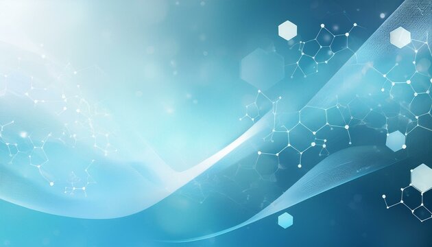White and light blue medical abstract gradient background with molecules. Generated image