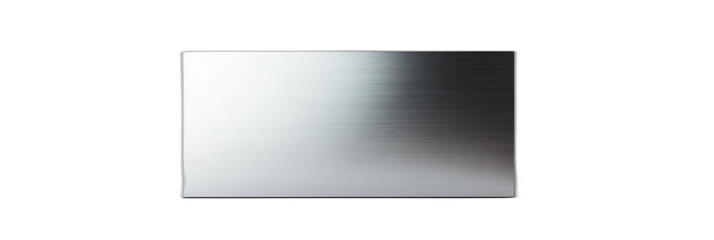 Obraz premium Modern Brushed Aluminum Advertising Board with Glossy Finish and Rounded Edges Isolated on White Background