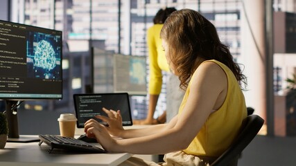 Admin tests on computer and tablet to optimize artificial intelligence machine learning models for...