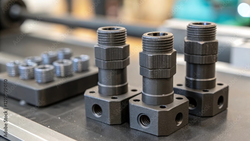 Aufkleber a closeup photograph of 3d printed connectors and joints illustrating how these components fit toget