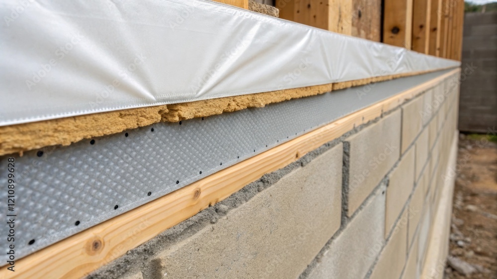 Poster a closeup shot of airtight construction detailing featuring a smooth flexible membrane adhered to th