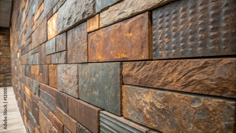 Aufkleber a closeup shot of a rustic wall constructed from upcycled metal featuring unique textures and patina