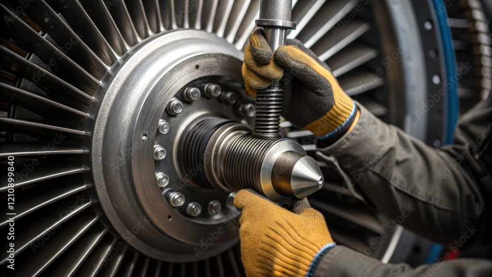 Poster a closeup shot of a workers hands gripping a lifting mechanism with gloved fingers engaged in tighte