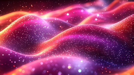 Obraz premium Vibrant Cosmic Waves Abstract Background with Glowing Particles and Glitter