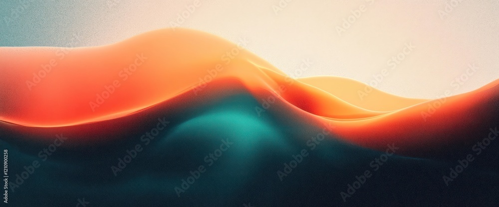 Poster teal orange abstract gradient background smooth flow retro texture vibrant dark design