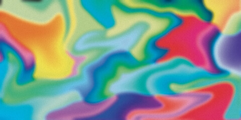 Colorful abstract rainbow background with waves, grainy gradient background,80s 90s style, noise...