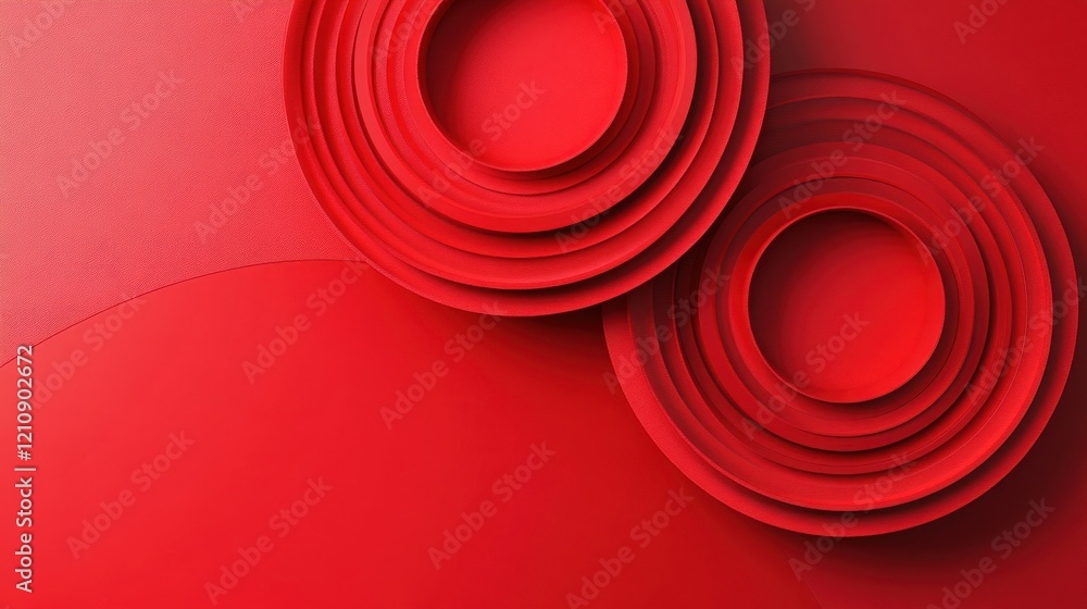 Poster abstract red circular patterns with layered geometric design