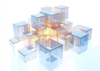 Obraz premium Futuristic Abstract Composition with Translucent Cubes in Dynamic 3D Structure
