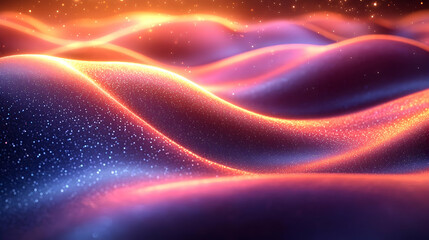 Obraz premium Luminous Abstract Waves with Glowing Particles and Vibrant Colors