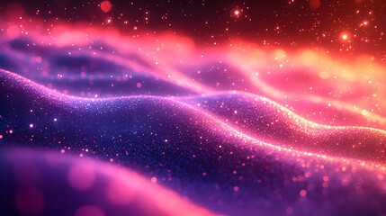 Obraz premium Abstract Glowing Particle Waves Background with Red Pink Purple and Blue Color Scheme