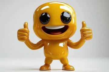 Vibrant Yellow Cartoon Character with Thumbs Up Exciting Emotion Happy Fun Expression
