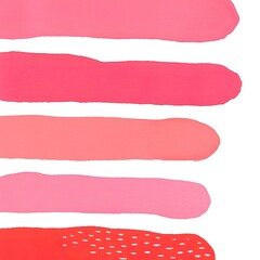 A vibrant display of pink and red paint swatches, showcasing a range of hues and textures on a white background.