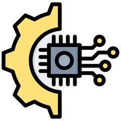 Digital Transformation Outline Color Icon