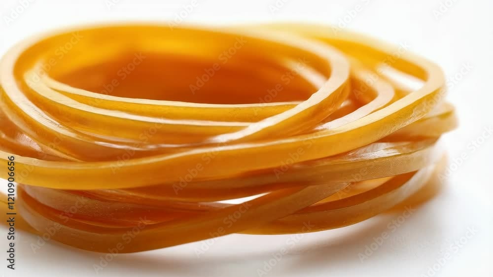 Poster elastic bands in slow rotation creating a mesmerizing circular motion