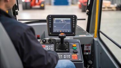 A snapshot of the machines cab where an operator skillfully maneuvers levers and controls focused on a digital display that provides realtime data on depth and stability.
