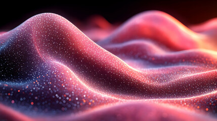 Obraz premium Abstract Glowing Particle Wave Background Texture in Red Pink and Orange Hues