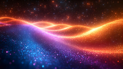 Vibrant Glowing Particle Waves Abstract Background