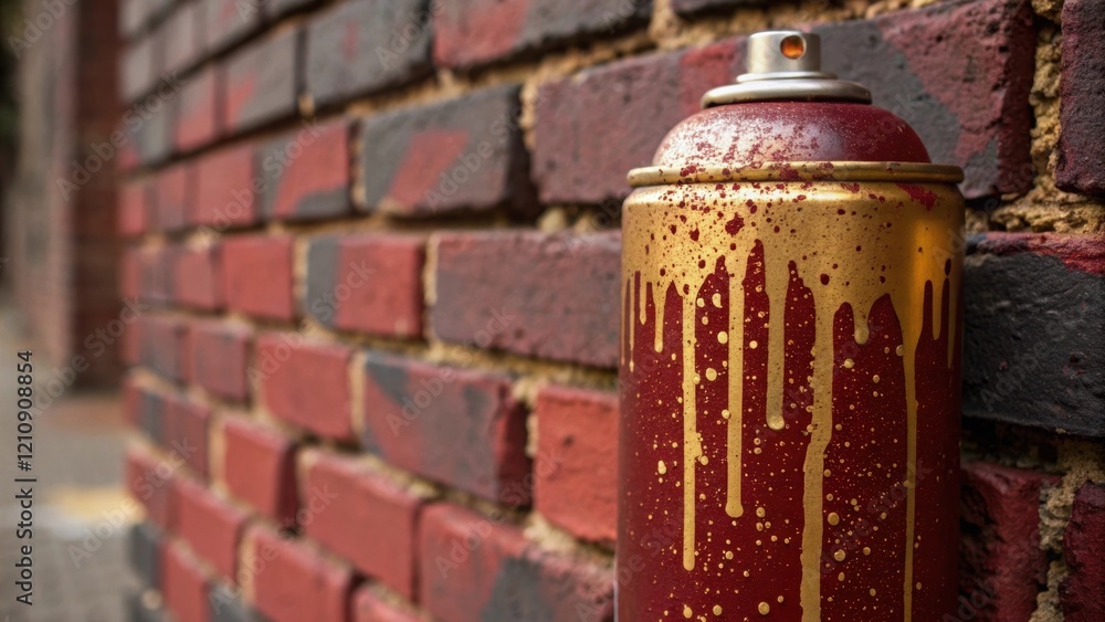 Leinwandbilder the texture is rich and tactile showcasing drips and splatters in deep reds and metallic golds where