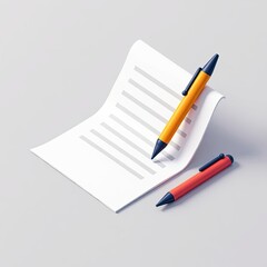 Fototapeta premium An isometric depiction of a pen and paper